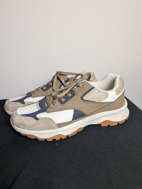 Faranzi Men's Sneakers Austin Khaki Tan Navy Sz 9 Casual Walking
